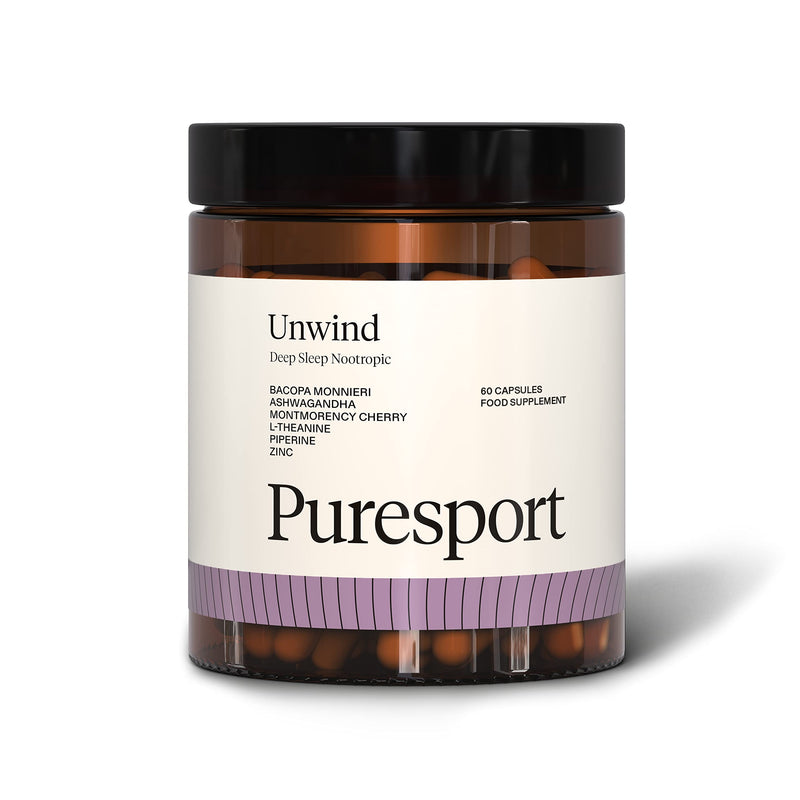 [Australia] - Puresport Unwind Deep Sleep Nootropic Sleep Supplement | 60 Capsules | Ashwagandha, Montmorency Cherry & L-Theanine | Relax & Unwind Unwind Sleep Nootropic 