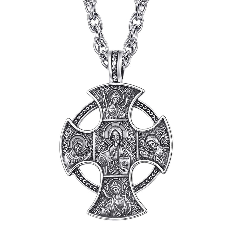 [Australia] - St Michael / St Christopher / Jesus Cross Necklace for Men Women The Archangel Protect Us 925 Sterling Silver Neclace Religious Gifts for Christian Baptism Graduation 20 "+2" 