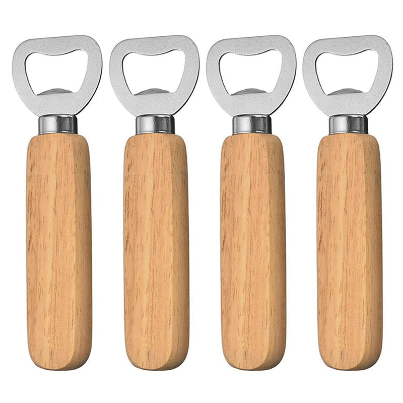 [Australia] - 4 Pcs Wooden Handle Beer Bottle Opener Personalised Bottle Opener for Bottle Cap Tools,Beer Gift for Men 