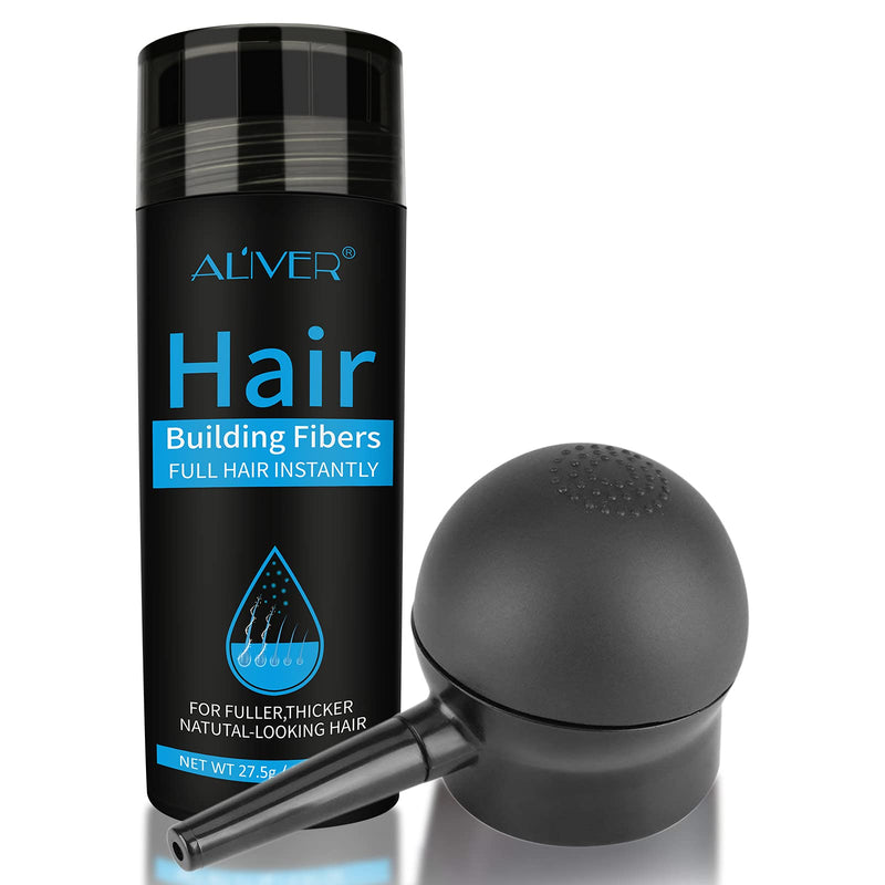 [Australia] - Professional Quality Fiber Hair Powder Spray, Hair Building Fibres Hair Loss Concealer for Thinning Hair for Women and Men Best Hair Thickening Products (Black) Black 