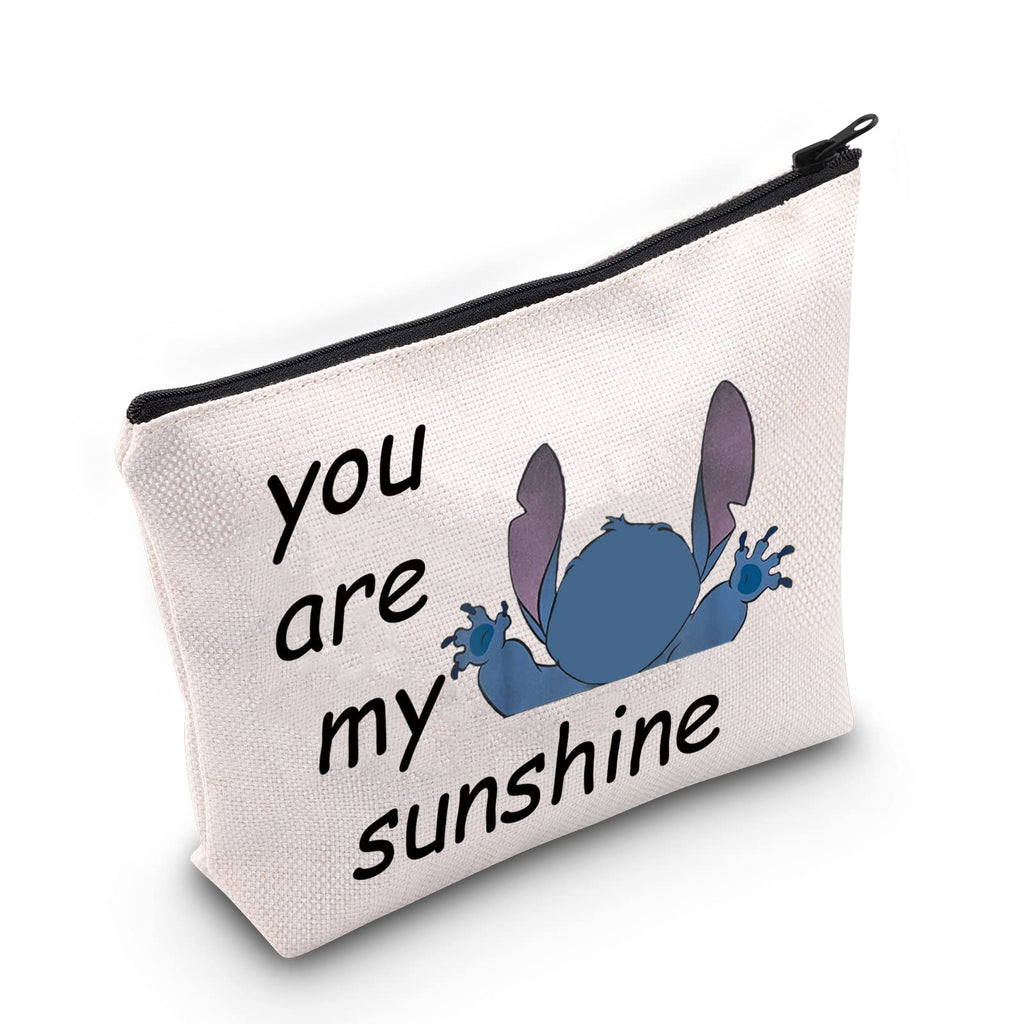 [Australia] - LEVLO Funny Stitch Cosmetic Make up Bag Lilo & Stitch Inspired Gifts Ohana You are My Sunshine Makeup Zipper Pouch Bag Ohana Hawaiian Trip Gift (Sunshine Ohana) Sunshine Ohana 