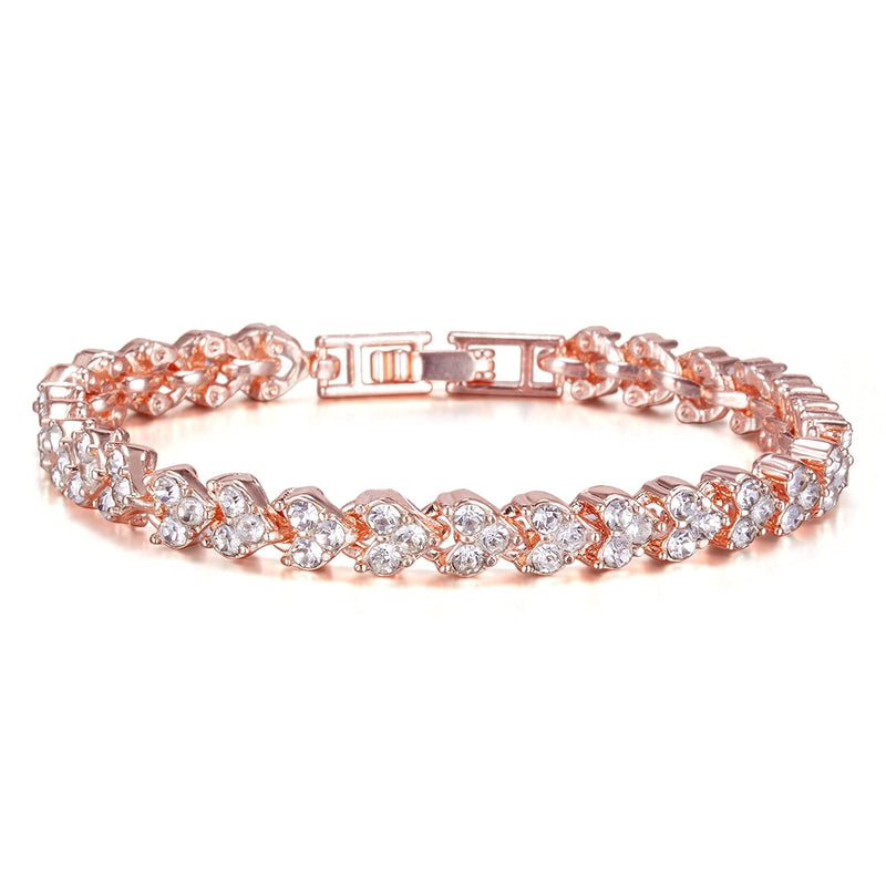[Australia] - mciskin Bracelets for Women Crystal Zircon Roman Style White Silver Plated CZ Classic Tennis Bracelet Rose Gold 
