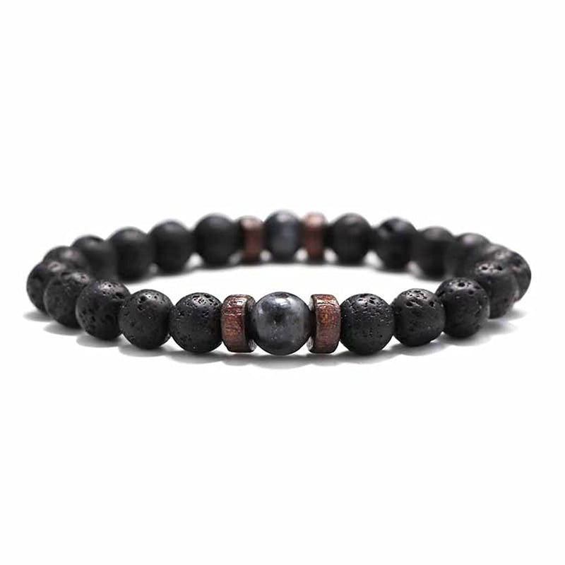 [Australia] - Branets Mens Lava Rock Bracelet for Women Aromatherapy Anxiety Essential Oil Diffuser Volcanic Stone Bead Bangle for Men and Women 