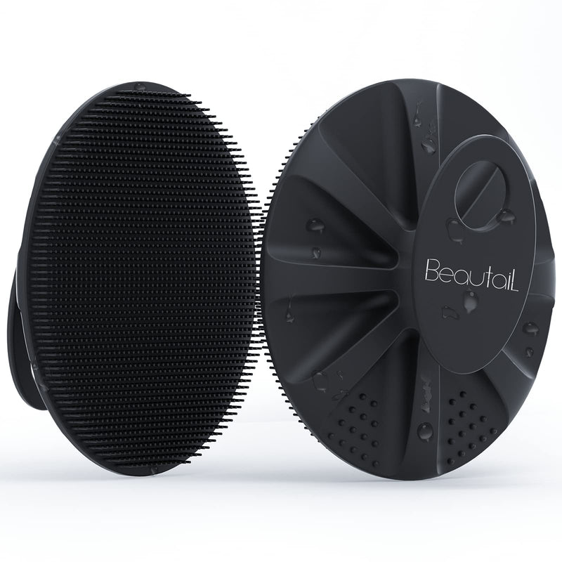 [Australia] - BEAUTAIL Silicone Body Scrubber Shower Bath Wash Brush Gentle Exfoliating Scrub Cleansing Loofah for Women Men Baby Sensitive Skin, Easy to Clean, Lather Nicely, More Hygienic, 1 Pack, Black 