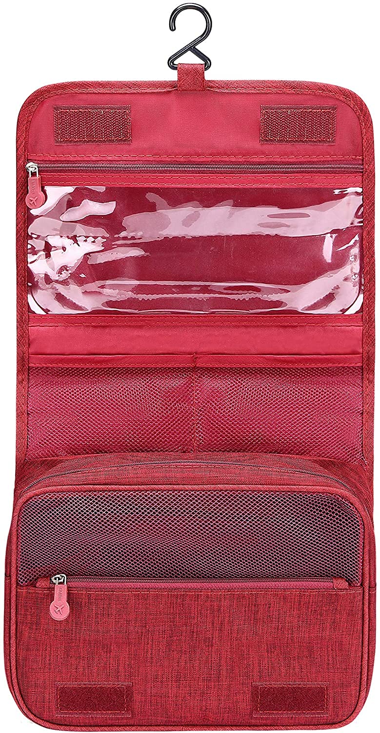 [Australia] - Acopton Portable Hanging Travel Toiletry Bag for Men and Womens Waterproof Bathrooom Shower Bag Multifunctional Cosmetic Makeup Organzier (Wine Red) Wine Red 
