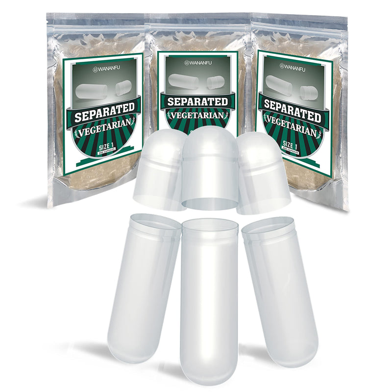 [Australia] - WANANFU Separated Empty Capsules Size 1 Vegetarian (200 Count), Compatible with Capsule Filling Machine Size 1 200 Count (Pack of 1) 
