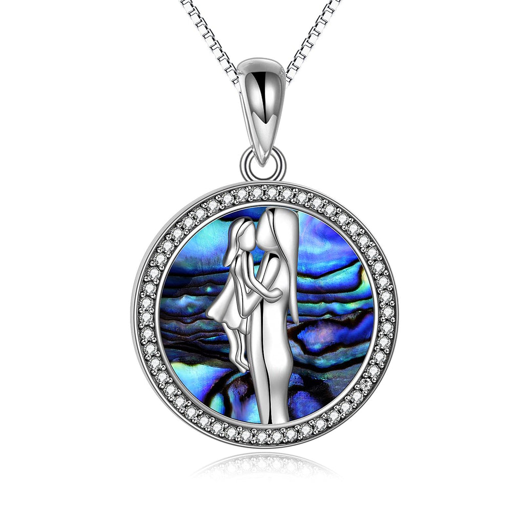 [Australia] - YFN Mother Daughter Necklace Sterling Silver Mum Daughter Pendant Jewellery Mother's Day Birthday Gifts for Women Girls Mother Daughter Abalone Mum Daughter 