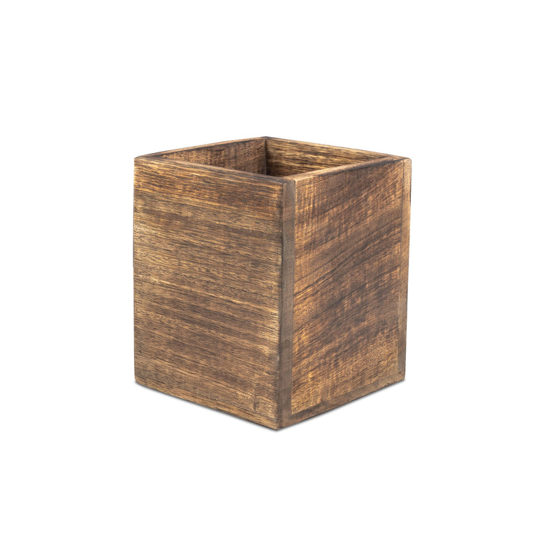 [Australia] - Samhita Mango Wood Burning Finished Kitchen Utensil Holder for Countertop, Utensil Holder Container for Kitchen Cooking Utensil. (12.7cm x 12.7cm x 15.24cm) 