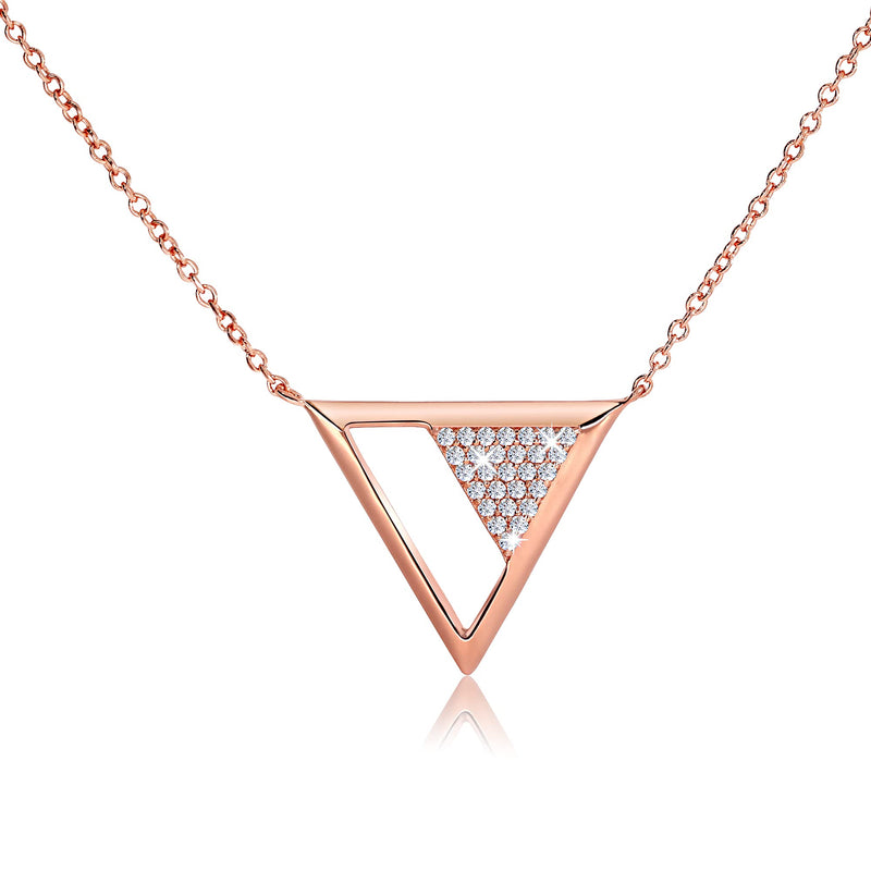 [Australia] - Chic Bijoux Cubic Zirconia Necklace for Women – Pendant made with Round CZ stones and 925 Sterling Silver – Gift for Her Birthday, Rose Gold Jewellery 