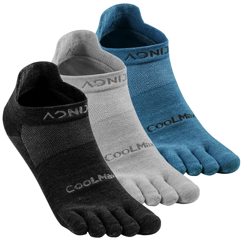 [Australia] - OrrinSports Men & Women's Five Finger Toe Socks for Running Hiking Travel(3 Packs) 02B# Low Cut/3 Pairs - Medium (5-7.5) 