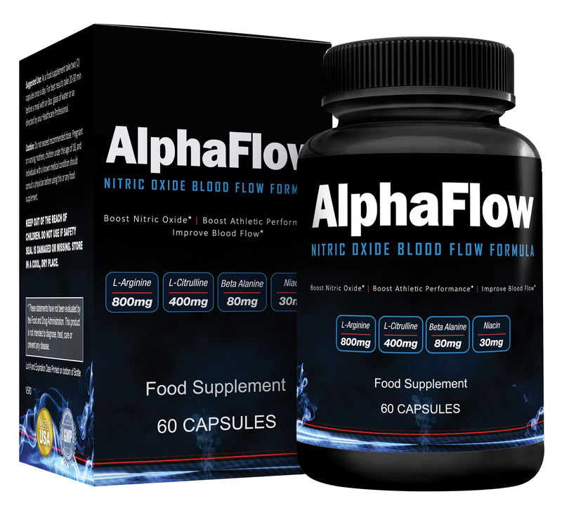 [Australia] - AlphaFlow L-Arginine, L-Citrulline & Beta Alanine | 1340mg Nitric Oxide (NO) Booster for Muscle Growth, Blood Flow, Vascularity & Size | Money Back Guarantee | 60 Vege Capsules 