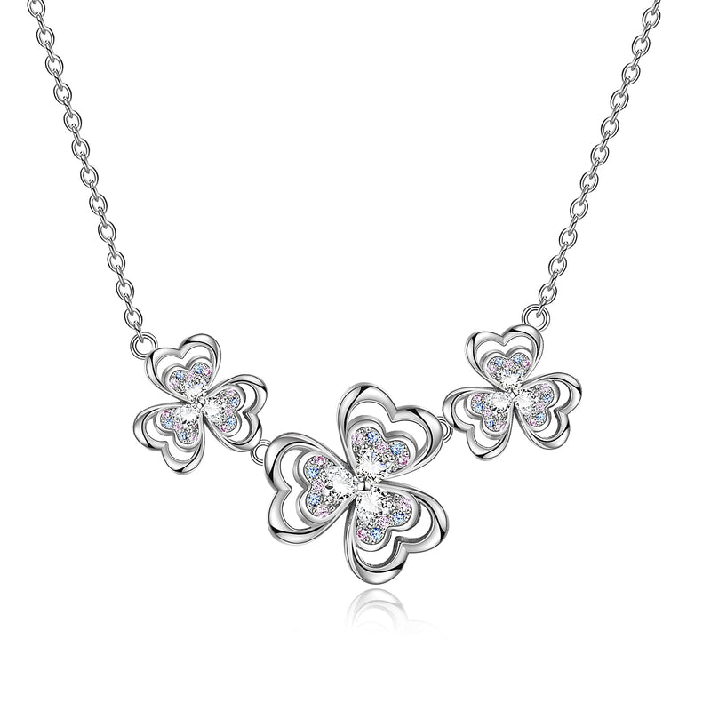 [Australia] - YFN Clover Necklace Sterling Silver Good Luck Three Leaf Clover Pendant Jewellery Gift for Women Girls 