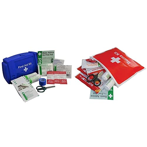 [Australia] - Evolution Bar/Kiosk Catering First Aid Kit (Blue) with Burn Stop Burns Kit in Vinyl Wallet, Small Bundle Bar/Kiosk Kit + Small Burns Kit 
