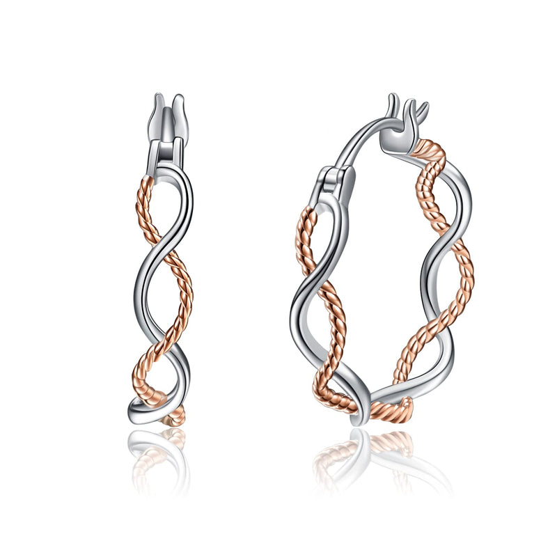 [Australia] - Hoop Earrings Sterling Silver Endless Circle Earrings Hoops Jewellery for Women Girls Rose gold rope 