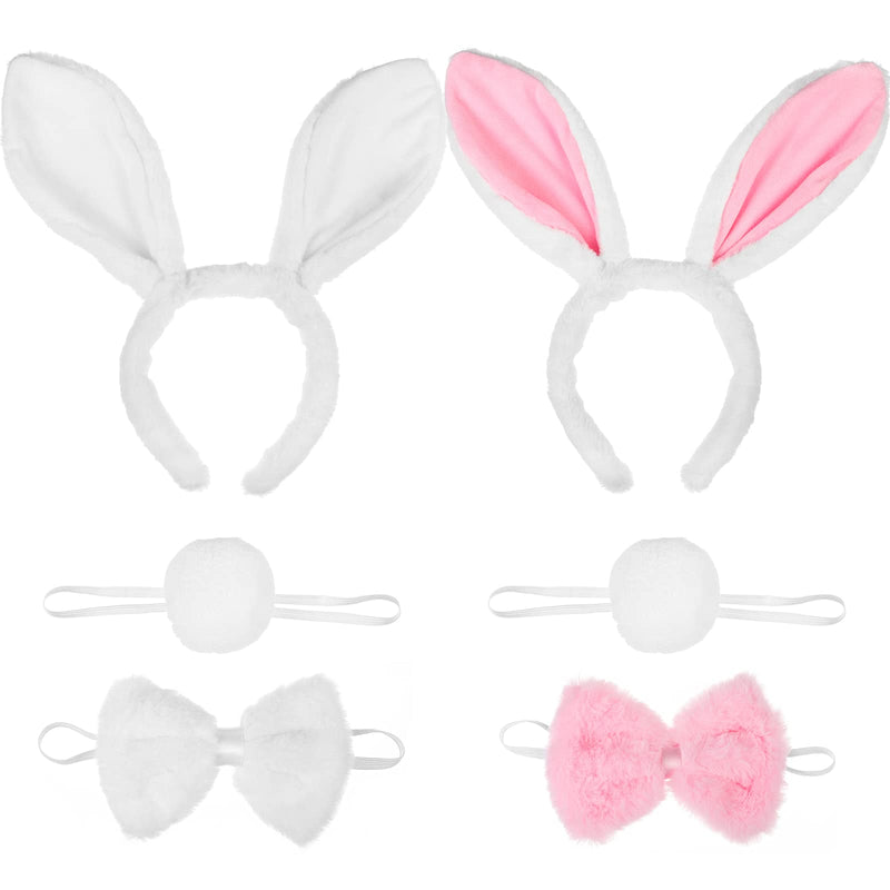 [Australia] - FRCOLOR Bunny Ear Costume Set Rabbit Ears Headband and Tail Bow Tie Bunny Accessory Set Halloween Easter Party Accessories, 2 Sets 