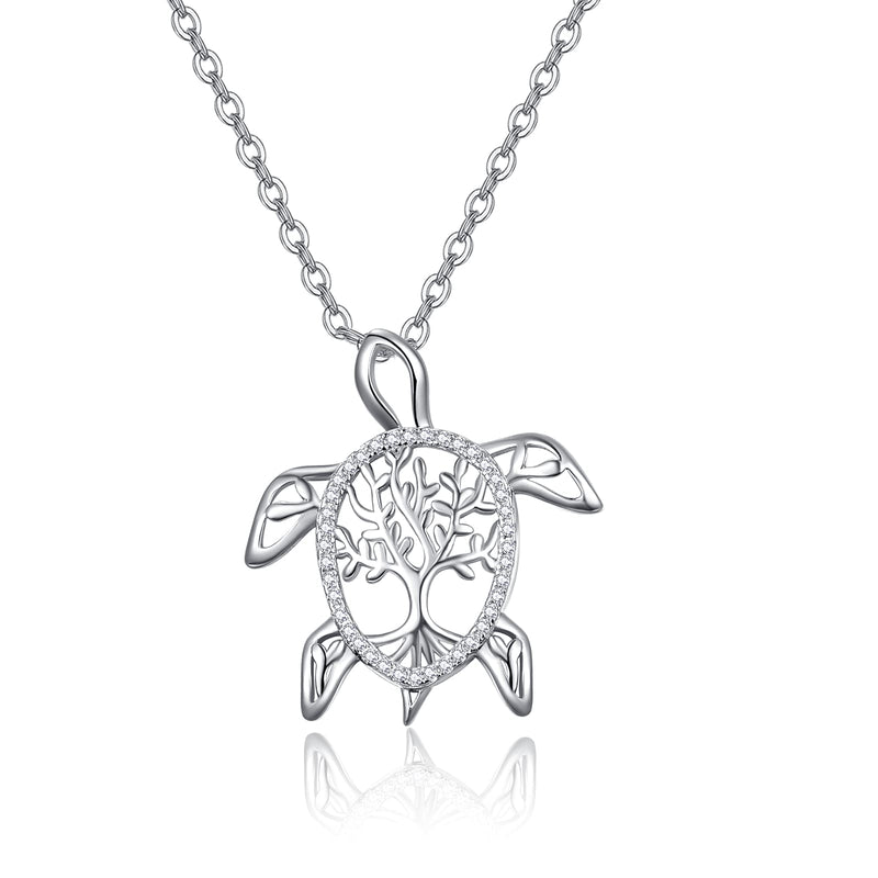 [Australia] - Turtle Necklace 925 Sterling Silver Tortoise Tree of Life Pendant for Women Turtle Jewellery Birthday Gifts for Girls A-tree of life turtle necklace 