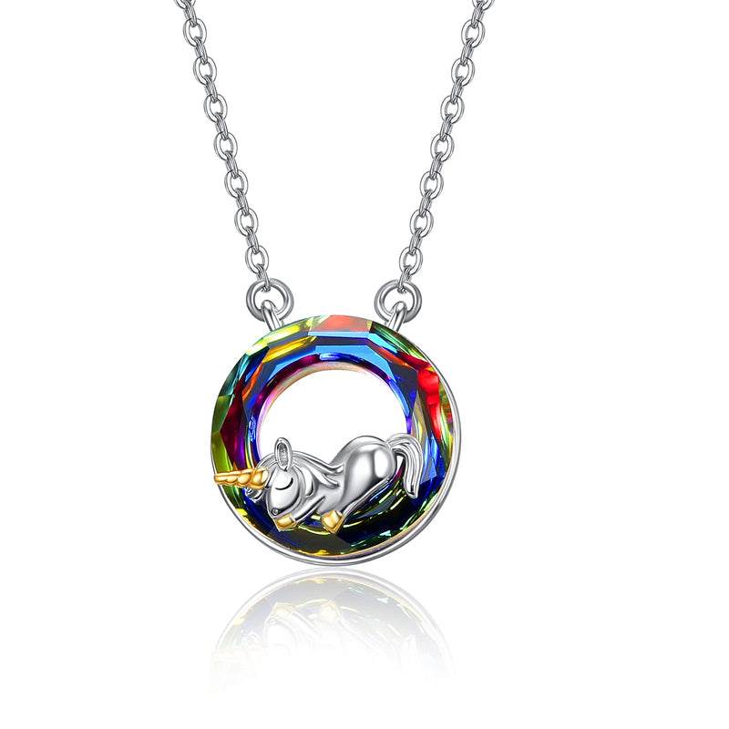[Australia] - Unicorn Necklace for Women Girls 925 Sterling Silver Crystal Pendant Gifts Jewellery for Girlfriend Daughter 