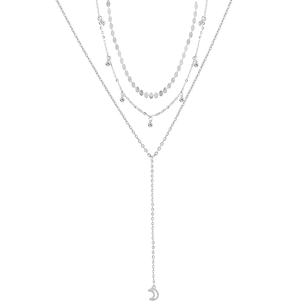 [Australia] - Layered Long Y Necklaces for Women Bohemia Clavicle Choker Necklace with Moon Pendant Sexy Jewelry for Women and Gir 