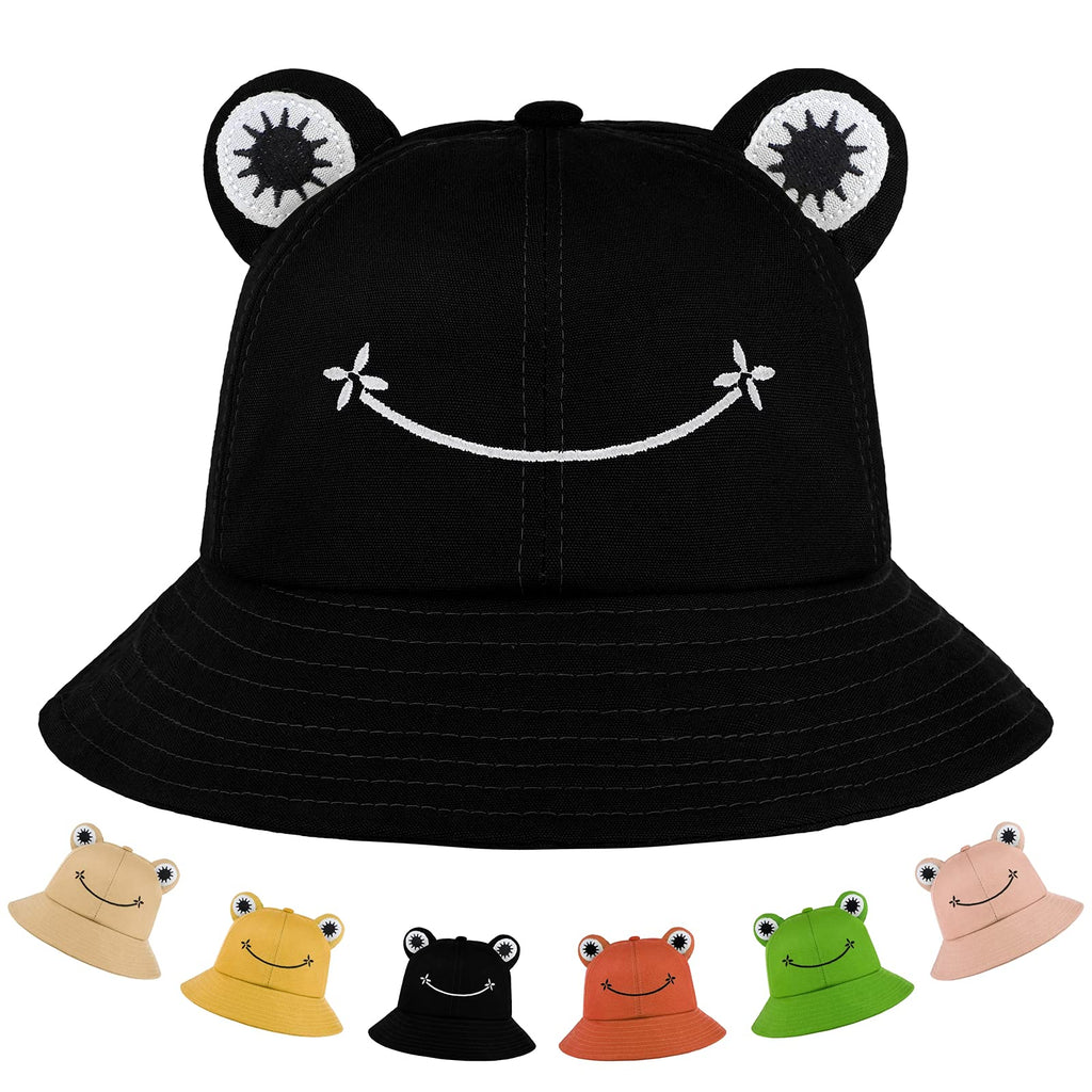 [Australia] - Cooraby Frog Bucket Hat Sun Hat Foldable Fisherman Hat Bucket Hat Unisex Bucket Sun Hat Outdoor 53-55 cm Black 