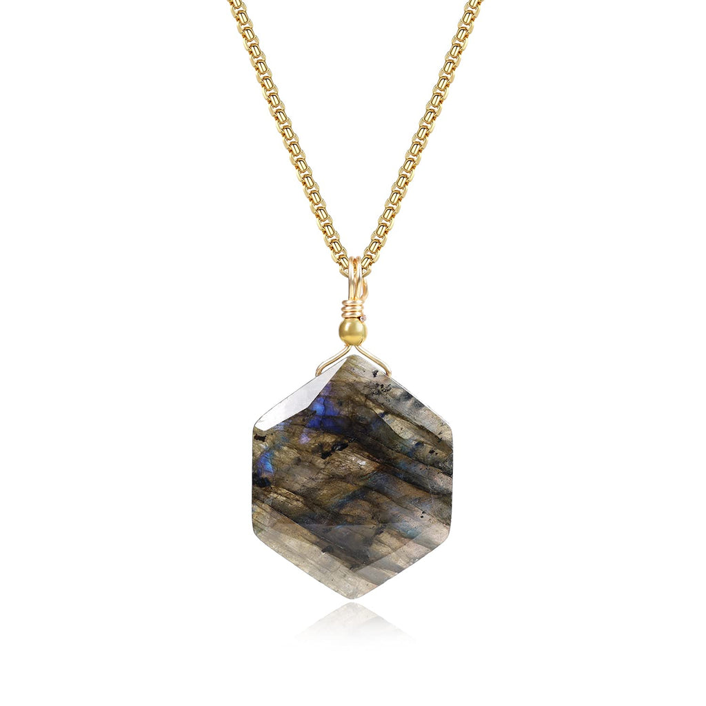 [Australia] - coai Star of David Labradorite Stone Necklace for Women Girls 