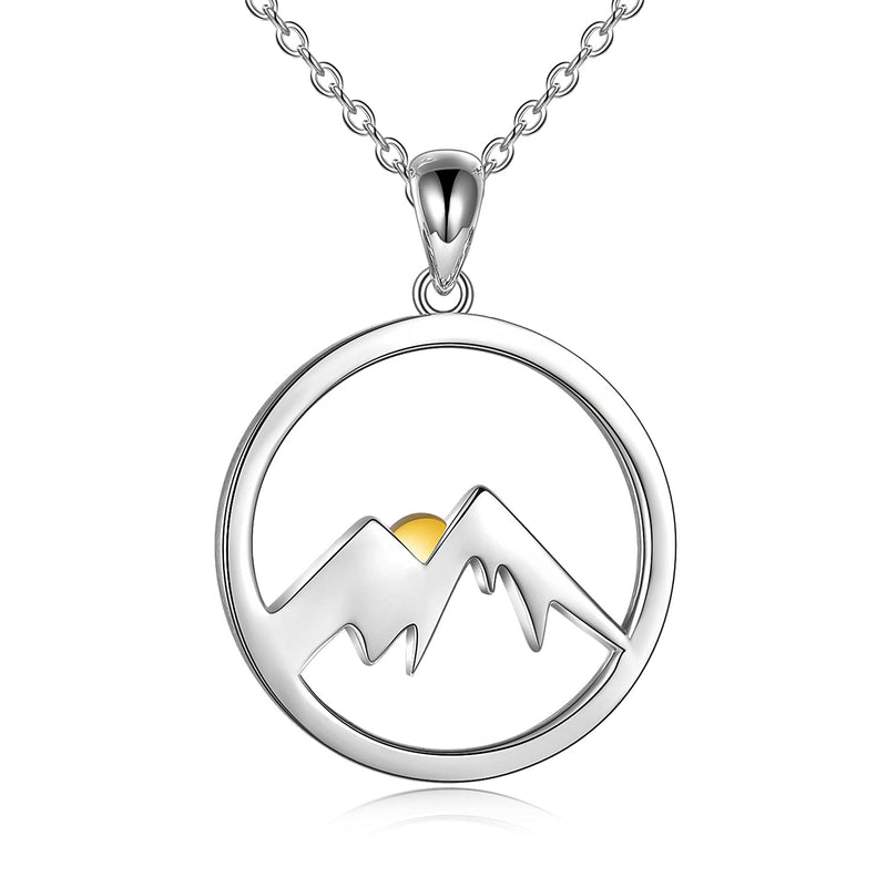 [Australia] - Mountain Pendant Necklace 925 Sterling Silver Mountain Range Camper Gifts Jewelry for Women A-Mountain 
