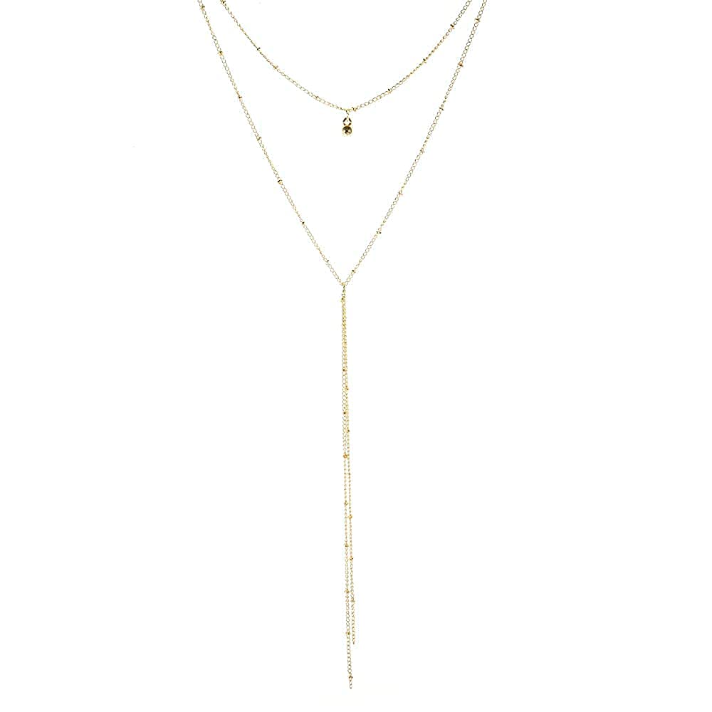 [Australia] - Layered Long Chain Y Necklaces Trendy Necklaces Bohemia Clavicle Choker Necklace with Pendant for Women and Girl Gift (Gold) Gold 