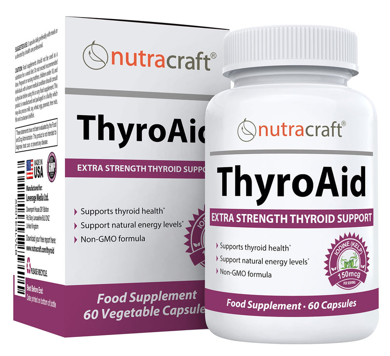 [Australia] - ThyroAid #1 Thyroid Support Supplement | Premium Thyroid Formula & Energy Support with Kelp, Iodine, Ashwagandha, Selenium, B12, Copper & More | 1 Month Supply (Non-GMO) 