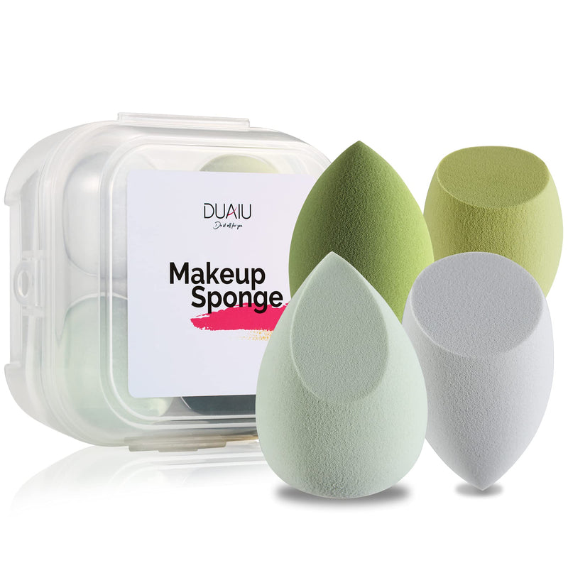 [Australia] - Makeup Sponge DUAIU 4 Pack Beauty Blender Foundation Sponges Set 4 Color Latex Free Blender Beauty Makeup Sponges with 1 Sponge Holder Case (Avocado Green) Avocado Green 