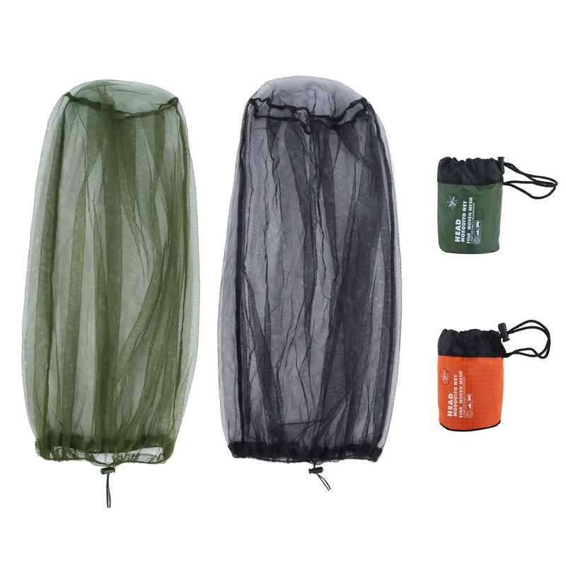 [Australia] - 2 Pack Mosquito Head Net Midge Net Head Cover for Outdoor Hiking Fishing Camping Green and Black Green, Black 