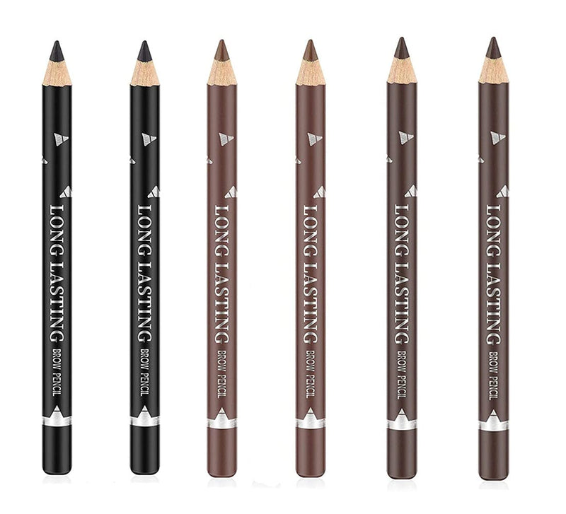[Australia] - Go Ho 6 PCS Eyebrow Eye Liner Pencil Set,Easy to Color Waterproof Eyebrow Pencil,Professional Long-lasting Eyeliner Makeup Brow Tint Pen,3 Colors(Black,Light Brown,Dark Brown) 3 Colors 6 PCS - Black,Brown,Dark Brown 
