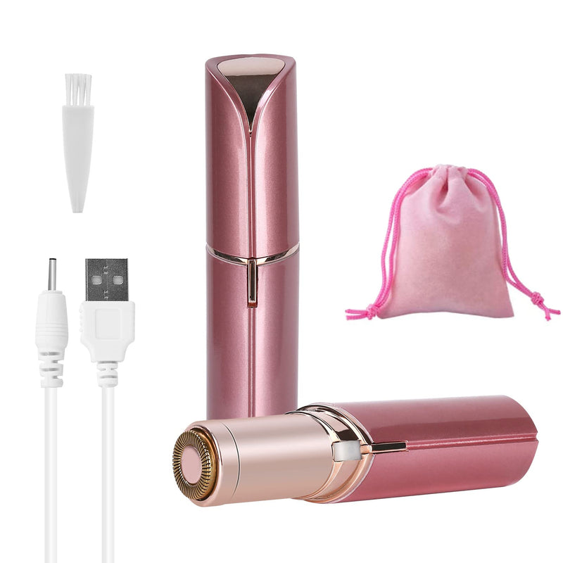 [Australia] - Facial Hair Removal for Women, Painless Face Hair Shaver Electric Hair Remover Mini Face Hair Trimmer USB Rechargeable Body Razor for Face/Cheek/Lips/Peach Fuzz/Chin with Clean Brush & Storage Bag 