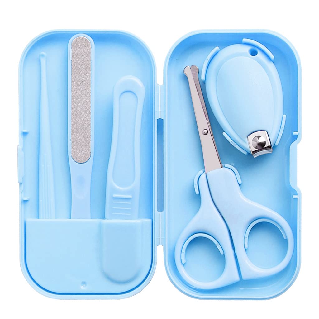 [Australia] - Baby Nail Clippers, 5-in-1Baby Nail Scissors Baby Manicure Grooming Kit for Baby Newborns Toddler Newborn Nail File Baby Nail Care Set Includes Scissor Nail File Nail Clippers Ear Picks(Blue) 