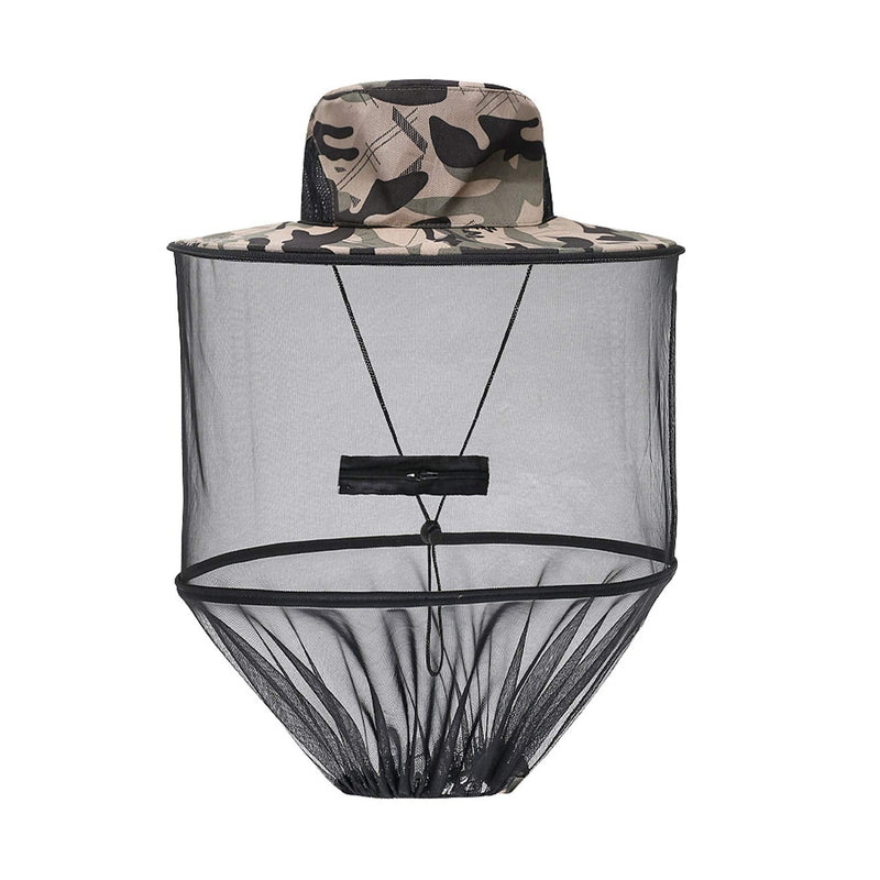 [Australia] - Mosquito Hat with Removable Netting Midge Mosquito Head Net Hat Face Neck Protection Head Cover for Beekeeper Hiking Fishing Camping Grey 
