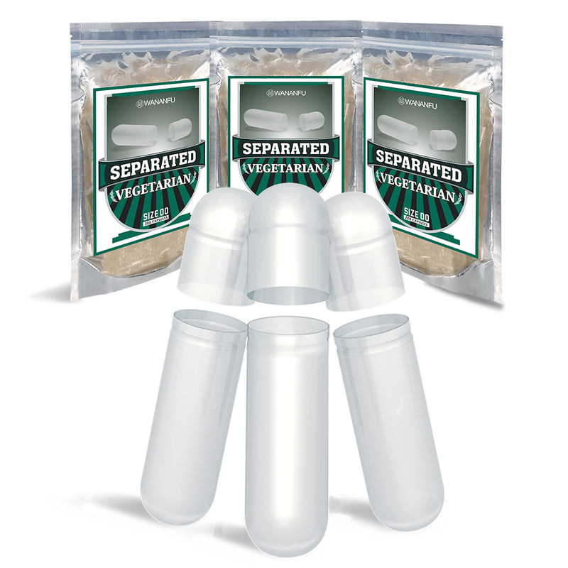 [Australia] - WANANFU Separated Empty Capsules Size 00 Vegetarian (200 Count), Compatible with Capsule Filling Machine Size 00 
