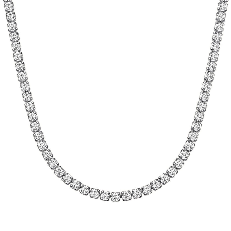 [Australia] - ChainsHouse 3mm Cubic Zirconia Tennis Necklace for Men Women Bling CZ Chain Hip Hop Jewelry for Rappers 16/18 Inch 01. Clear Stone-silver 46.0 Centimetres 