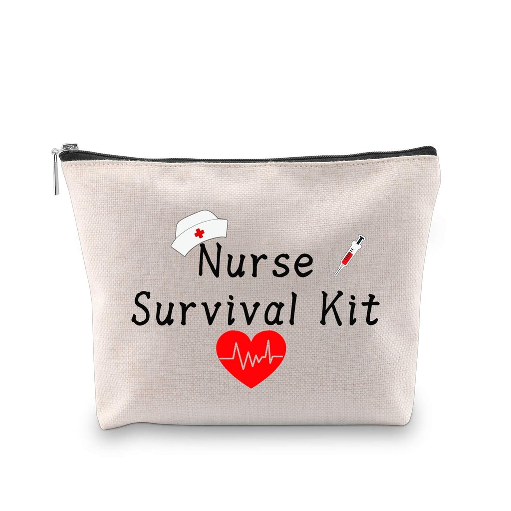 [Australia] - PXTIDY Nurse Gifts Nurse Survival Kit Cosmetic Bag Nurse Pencil Pouch Nurse Bag Nursing Gift Nurse Student Graduation Gift (Beige) Beige 
