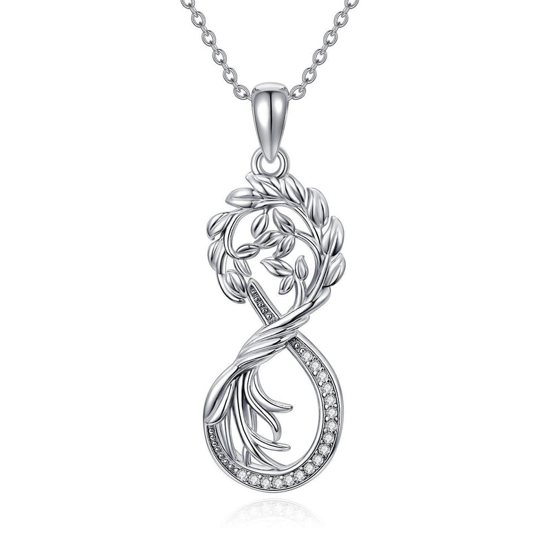 [Australia] - URONE Tree of Life Infinity Necklace for Women Sterling Silver Family Tree Pendant with Zircon Jewellery Gifts for Wife Mum Girlfriend 