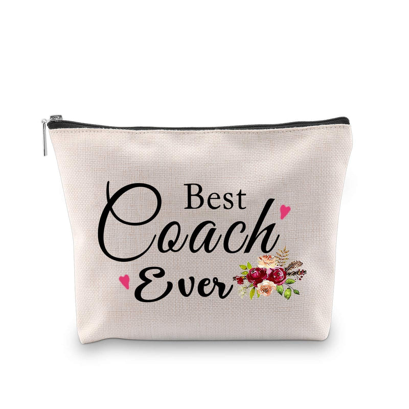 [Australia] - PXTIDY Coach Gifts Best Coach Ever Makeup Bag Female Coach Thank You Gifts Cosmetic Bag Thanks Birthday Graduation Gift for Coach Teacher Beige 