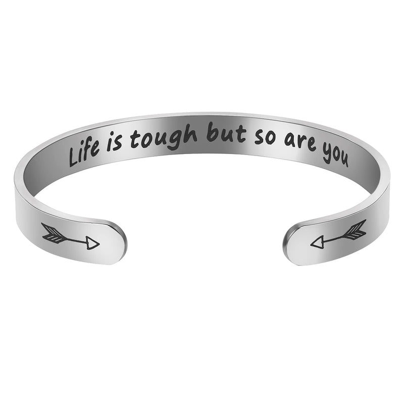 [Australia] - RosewineC Personalized Inspirational Bracelets for Women Gift for Friend Sisters Engraved Cuff Bangle Birthday Jewelry Bracelets Encouragement Birthday Gifts 