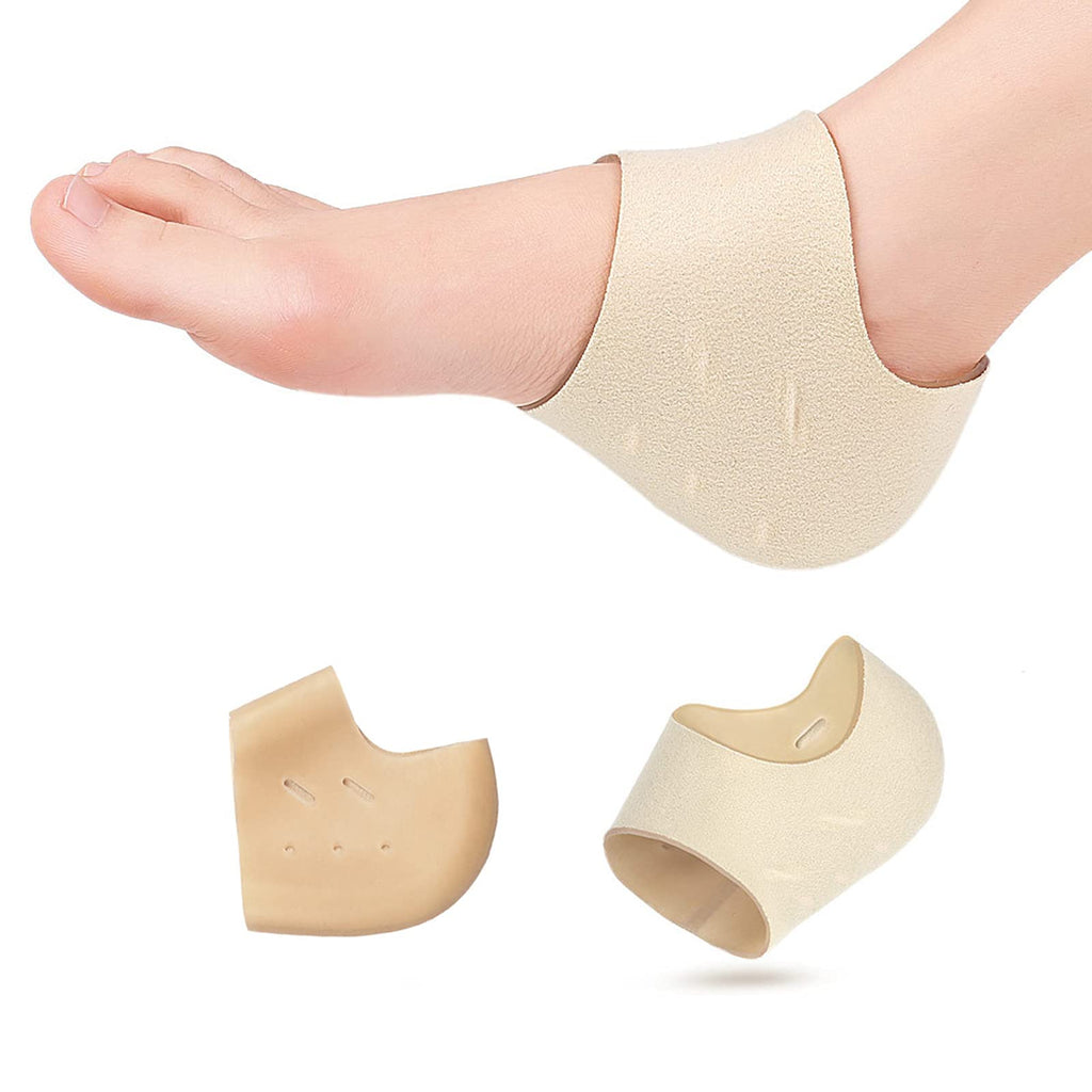 [Australia] - Pinkiou Heel Protectors, Unisex Breathable Moisturizing Silicone Protective Heel Sleeve for Plantar Fasciitis Pain and Relieve Pressure 