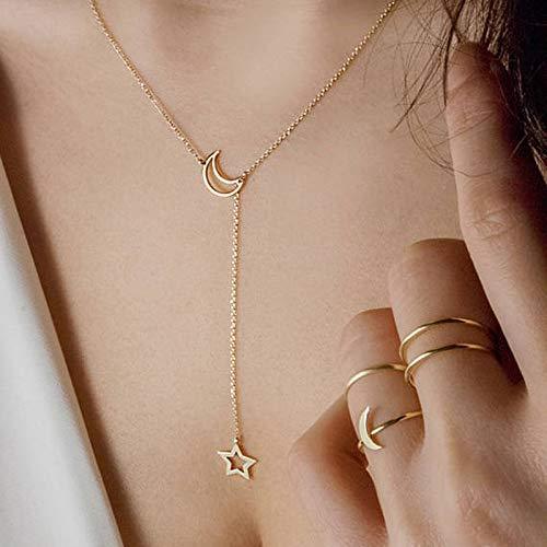 [Australia] - Necklace for Women Clavicle choker necklaces Personalised Moon Star Pendant Necklace Jewellery Gifts for Women 