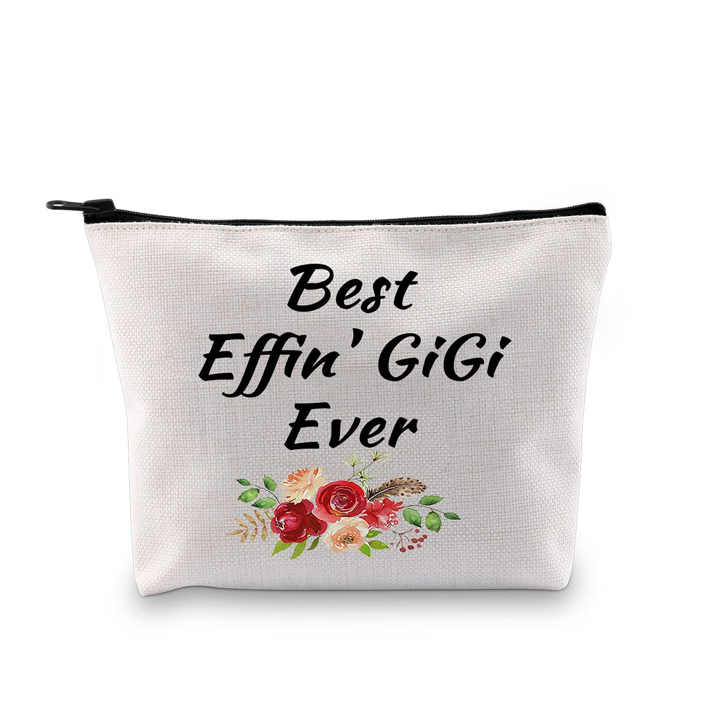 [Australia] - PXTIDY Gigi‚Äôs Makeup Bag Grandma Gift Best Effin' Gigi Ever Cosmetic Makeup Pouch Travel Bag Gigi Gift from Grandchildren Grandma Birthday Gift Beige 