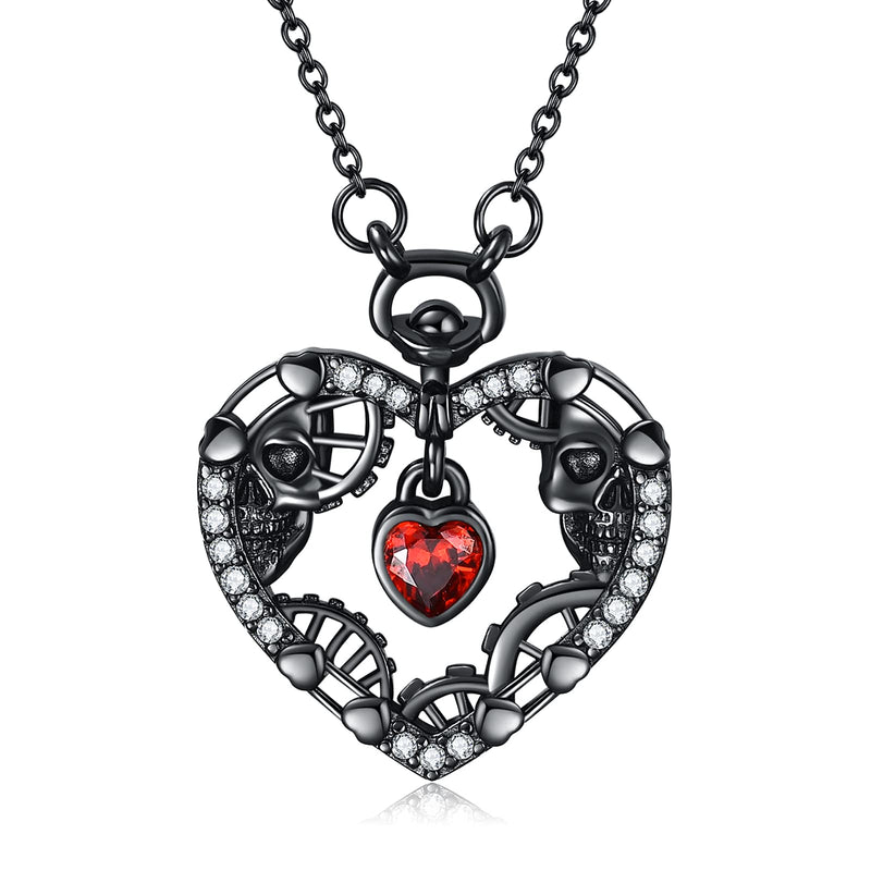 [Australia] - VENACOLY Steampunk Black Skull Necklace 925 Serling Silver Skull and Rose Pendant Gothic Jewellery Gifts for Women Men Skull Heart Pendant 