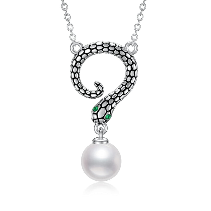 [Australia] - VENACOLY Sterling Silver Snake Necklace Pearl Necklace Vintage Snake Jewellery Gifts for Girls Women Birthday Gifts for Her 