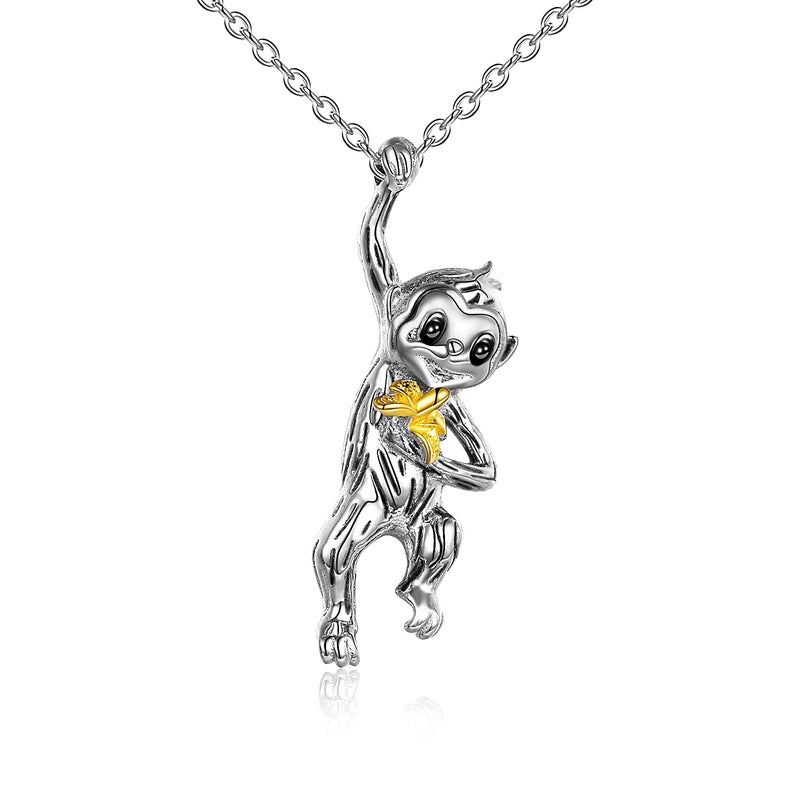 [Australia] - VENACOLY Animal Necklace Sterling Silver Elephant / Giraffe / Wolf /Monkey Necklace Cute Animal Jewellery Birthday Gifts for Women Girls Men Monkey 