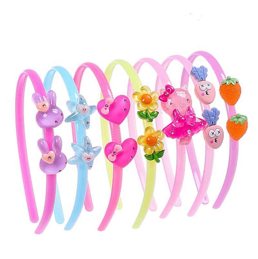 [Australia] - quupy 5PCS Cartoon Headband Cartoon Ornament Resin Elastic Hair Clasp Hair Band Hoop Holder Headwear Accessory for Girls Women (Color Random) Medium 