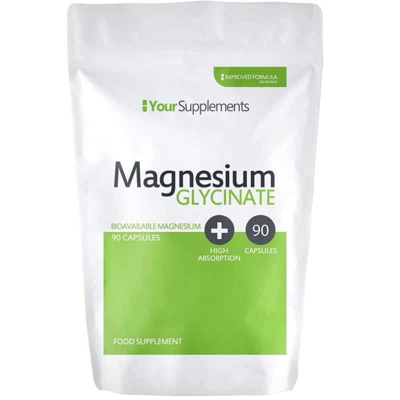 [Australia] - Your Supplements - Magnesium Glycinate - Pack of 90 Capsules | Vegan & Vegetarian Friendly | Improved Formula: Fully Chelated, Non-Buffered 90 Count (Pack of 1) 