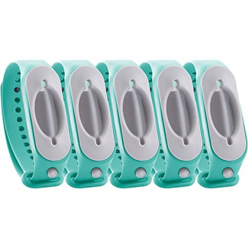 [Australia] - Cleanbrace Disinfectant Bracelet 5 Pieces (Green) | Hand Disinfectant for Travelling | Includes Refiller 