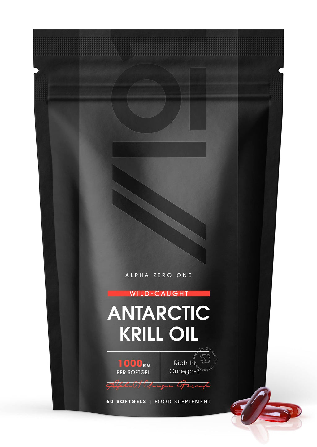 [Australia] - Antarctic Krill Oil 1000mg | Wild-Caught, High Omega 3s EPA, DHA, Astaxanthin & Phospholipids | 2 Months Supply | Sustainably Sourced – Halal, 60 Softgels 