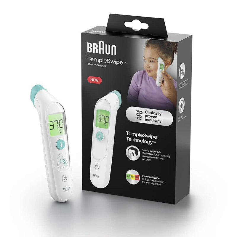 [Australia] - Braun TempleSwipe Forehead Thermometer (colour-coded temperature display, safe, hygienic, fast, clinically accurate, gentle, easy to use, for all ages) BST200 single 